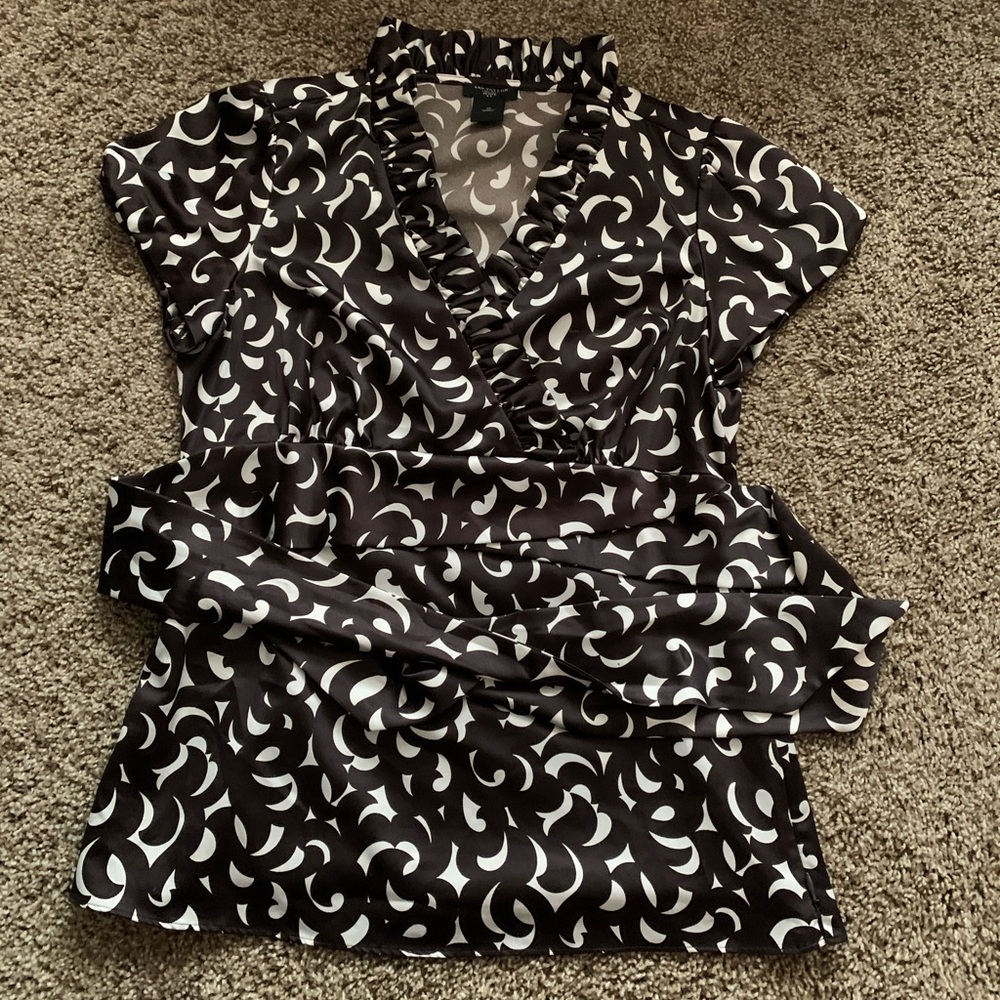 Ann Taylor Petite V Neck Blouse with ties